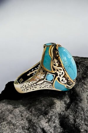 Feroza Stone Turkish 925 Silver Gent's Ring