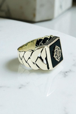 Black Onyx Stone Turkish 925 Silver Gent's Ring