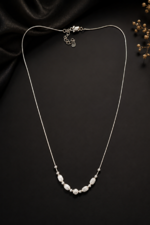 925 Silver Minimalist Beaded Pendant Necklace
