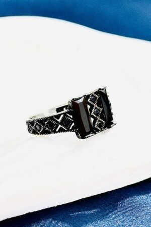 Black Zircon Turkish 925 Silver Gent's Ring