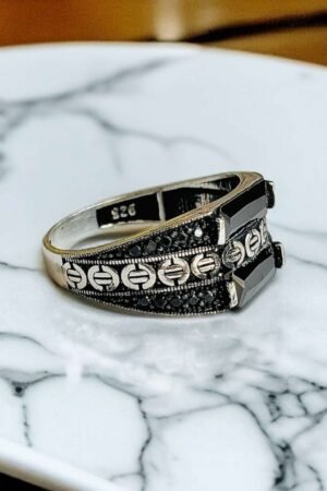 Black Zircon Turkish 925 Silver Gent's Ring