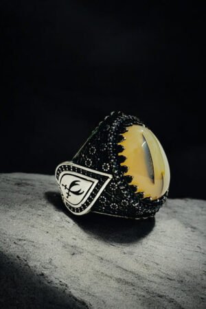 Yemeni Aqeeq Stone Turkish 925 Silver Gent's Ring