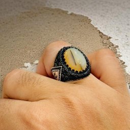 Yemeni Aqeeq Stone Turkish 925 Silver Gent's Ring - Image 3