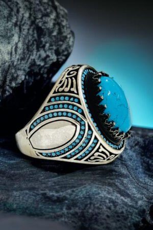 Feroza Stone Turkish 925 Silver Gent's Ring