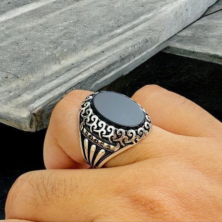 Black Onyx Turkish 925 Silver Gent's Ring - Image 3