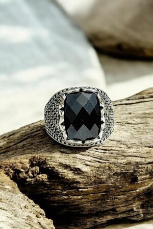 Black Zircon Turkish 925 Silver Gent's Ring