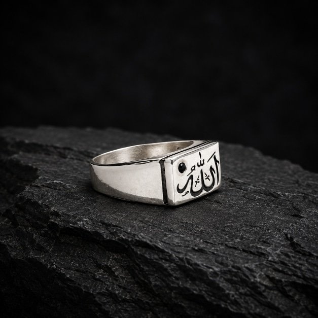 Name of Allah Turkish 925 Silver Gent's Ring - Image 2